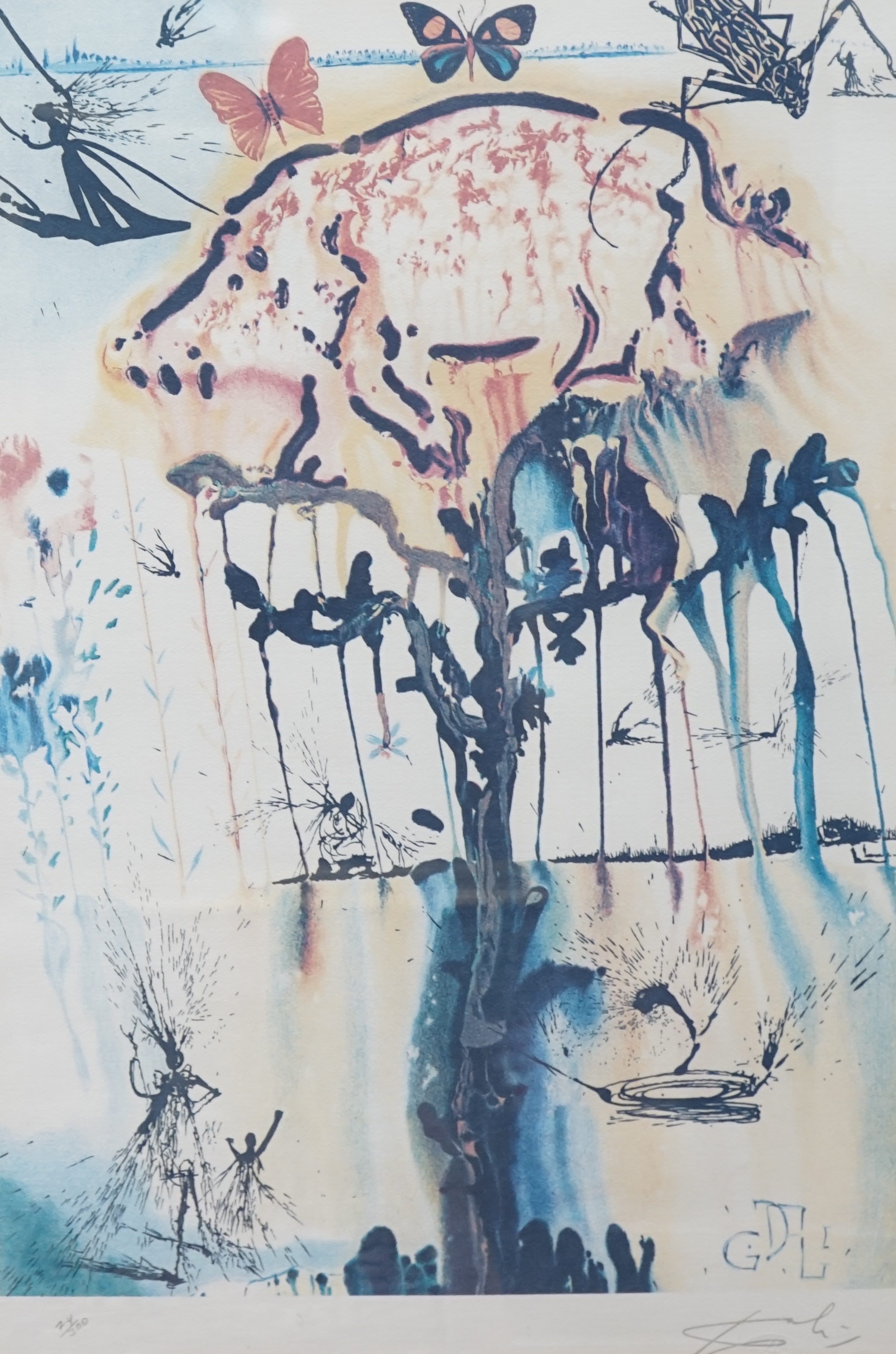 Salvador Dali (Spanish 1904-1989), colour lithograph, Alice in Wonderland, ‘ Pig and Pepper’, pencil numbered 74/300, facsimile signature, certificate of authenticity verso 56 x 37cm. Condition - fair